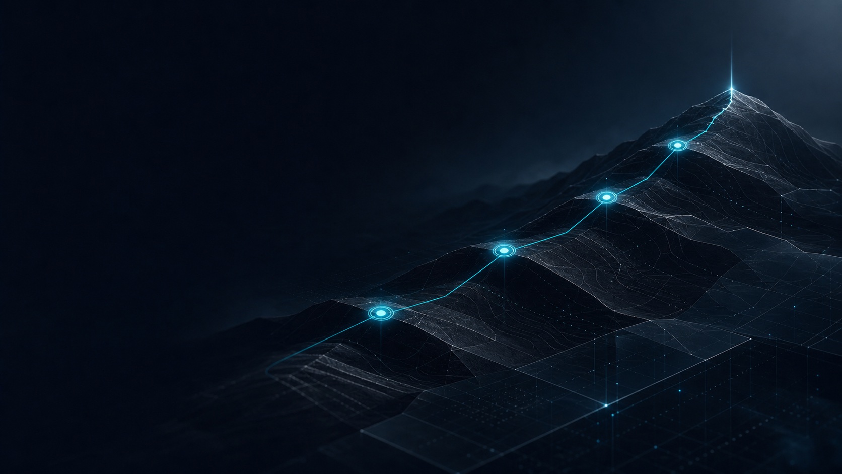 Abstract Ascend Intelligence motif in navy and cyan